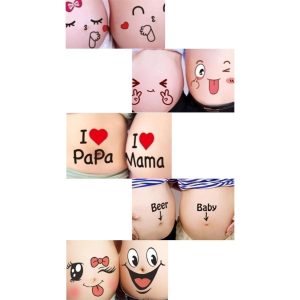 Bg3 マタニティペイントシール フォト マタニティフォト 衣装(ブラック,  14 x 20 0.5 cm)