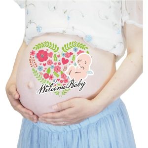 マタニティフォト ボディーシール タトゥーシール ボディペイント 妊娠記録 説明書付 練習用シール付(type13)