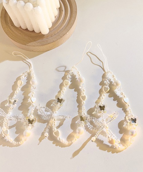 VIBGYOR Women キーホルダー 「urge select」ホワイトカラー リボン×バタフライ×ハート ストラップ - 画像 (4)