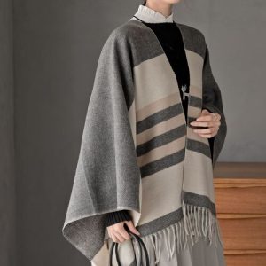 r・p・s ストール マフラー 配色大判ストールポンチョ レディース