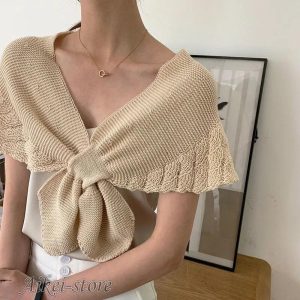 ストール ショール ニット スカーフ 肩掛け 羽織り レディース 女性 婦人 ファッション雑貨 レース編み 無地 単色 付け襟 冷え対策 肩掛けニット