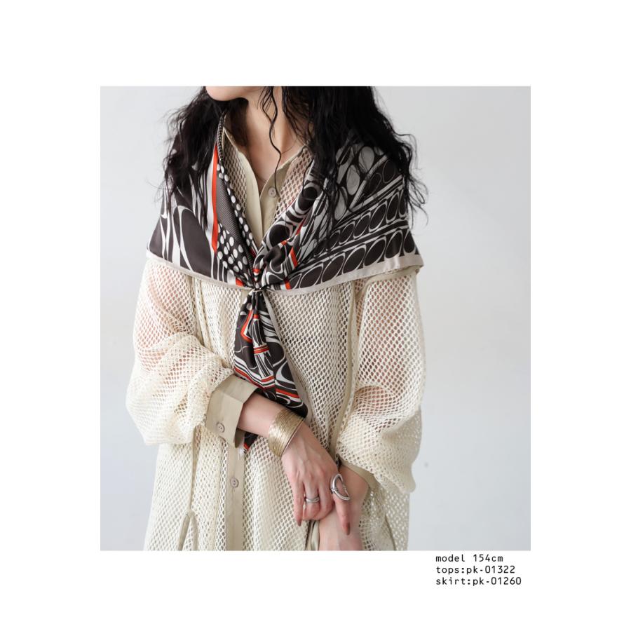 antiqua レトロ ドット柄 大判スカーフ レディース 光沢 送料無料・10ptメール便可 - 画像 (2)