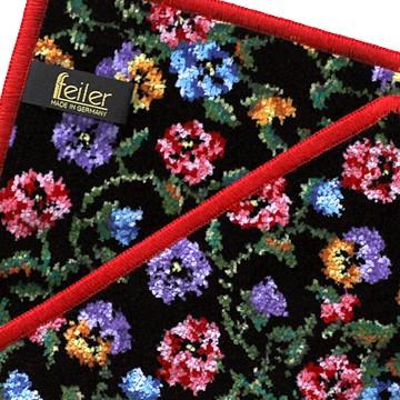 feiler フェイラー ファティマ・プチ(レッド)25cm x 25cm #009261【柄の組み合わせ自由で2枚以上はメール便で送料無料】