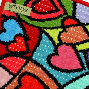 feiler フェイラー ハートビート・レッド 25cmx25cm #fel009935【柄の組み合わせ自由で２枚以上はメール便で送料無料】