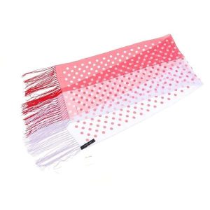 マークジェイコブス ストール ファッションアイテム レディース フリンジ付き ドット レッド×ライトパープル 中古