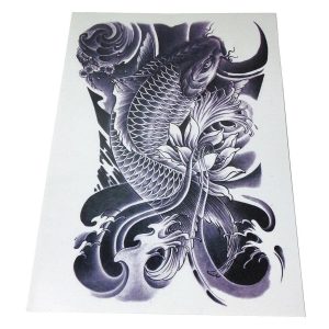 超リアル タトゥーシール 防水 鯉 鯉柄 コイ 波 大判サイズ ボディーアート ボディーシール タトゥー TATOO オマケ付