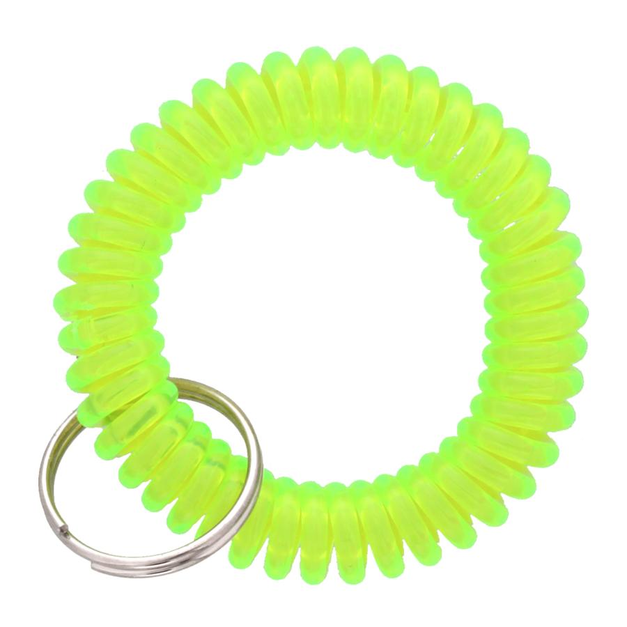 コイルキーホルダー 手首用 100個入 コイルブレスレット 伸縮性 キーホルダーパーツ カラフル 紛失防止 二重リング付き ブラック クリア ブルー グリーン ピンク - 画像 (3)