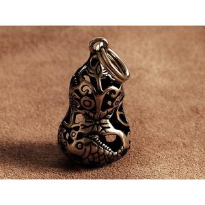 真鍮製 ひょうたんキーホルダー（透かし彫り エージングカラー）瓢箪 キーリング ネックレス アメカジ チャーム 工芸品 ブラス ペンダント