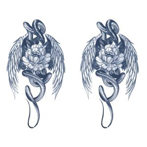 ジャグアタトゥー タトゥーシール 2週間で消えるタトゥー ヘナタトゥー 本物志向 薔薇 蛇 羽 2枚セット