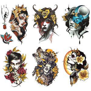 タトゥーシール 美女 マーメイドA5サイズ・6種6枚 hb6005