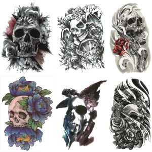 タトゥーシール 髑髏 スカル 6種6枚set332