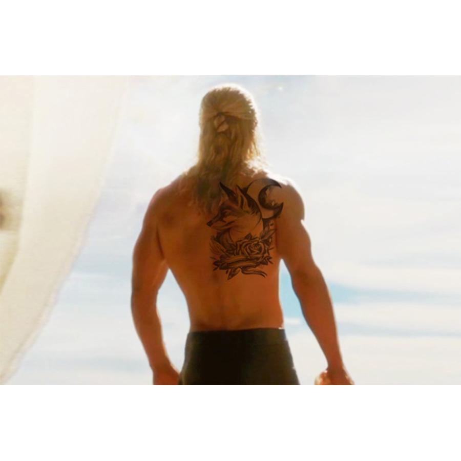 タトゥーシール 柴犬? 薔薇 wqa41 大型・A4