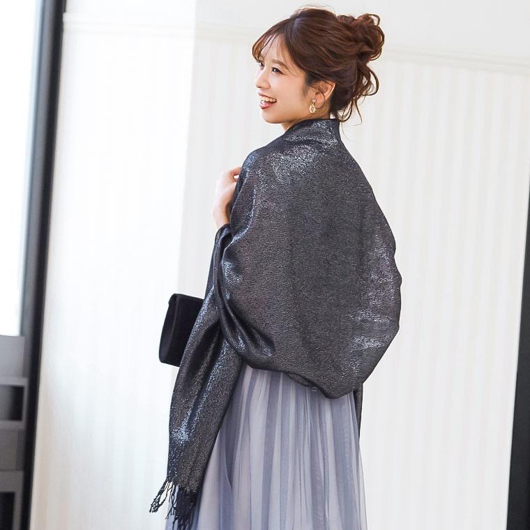 Fashion Letter 結婚式 ショール ストール パーティー レディース ラメショール ラメストール 大判 羽織り パーティードレス - 画像 (8)