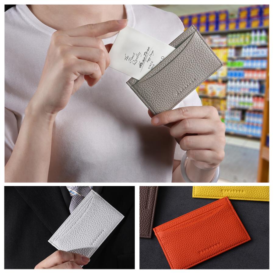 カードケース 名刺入れ 定期入れ パスケース 本革 革 レディース メンズ 薄型 ブランド スリム レザー シンプル コンパクト jpny HANATORA - 画像 (2)