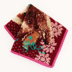 PAUL&JOE ポール＆ジョー　アクセソワ　シェニール織 タオルハンカチ　テディベア　ワイン