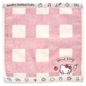 ハローキティ タオルハンカチ ギンガムチェック レッド
