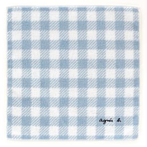 agnes b. アニエスベー 接触冷感 タオルハンカチ ギンガムチェック ブルー