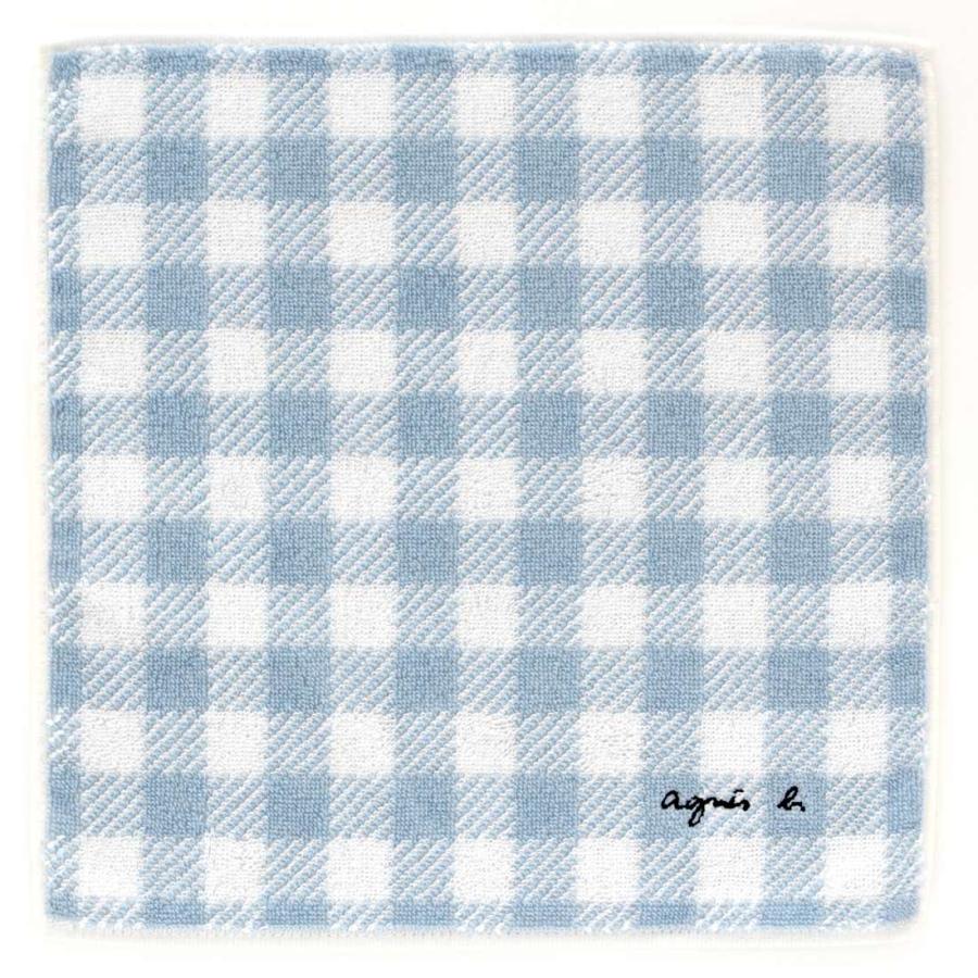 agnes b. アニエスベー 接触冷感 タオルハンカチ ギンガムチェック ブルー