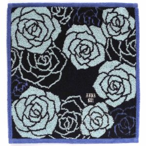ANNA SUI アナ スイ 大判 タオルハンカチ(28cm)ローズ ブルー