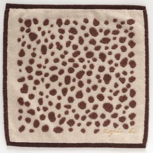 agnes b. アニエスベー 大判 タオルハンカチ(28cm)アニマルドット ライトブラウン