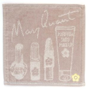 MARY QUANT マリークヮント ミニ タオルハンカチ コスメ ジャガード ベージュ