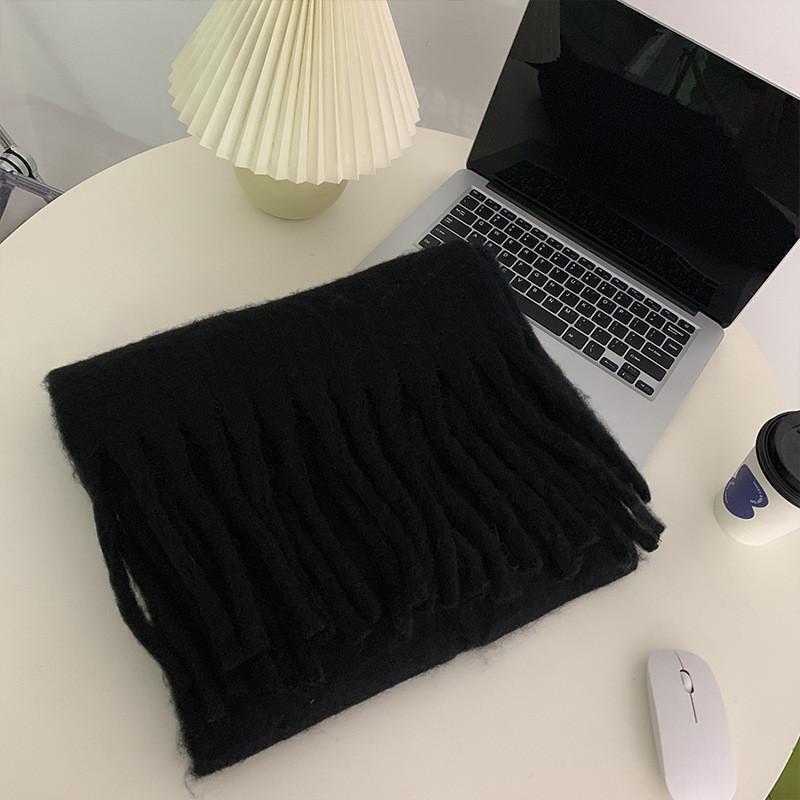 ストール マフラー レディース メンズ 無地 厚手 巻き物 フリンジ 秋 冬 防寒 ネックウォーマー 肩掛け ロングマフラー 膝掛け 暖かい - 画像 (2)