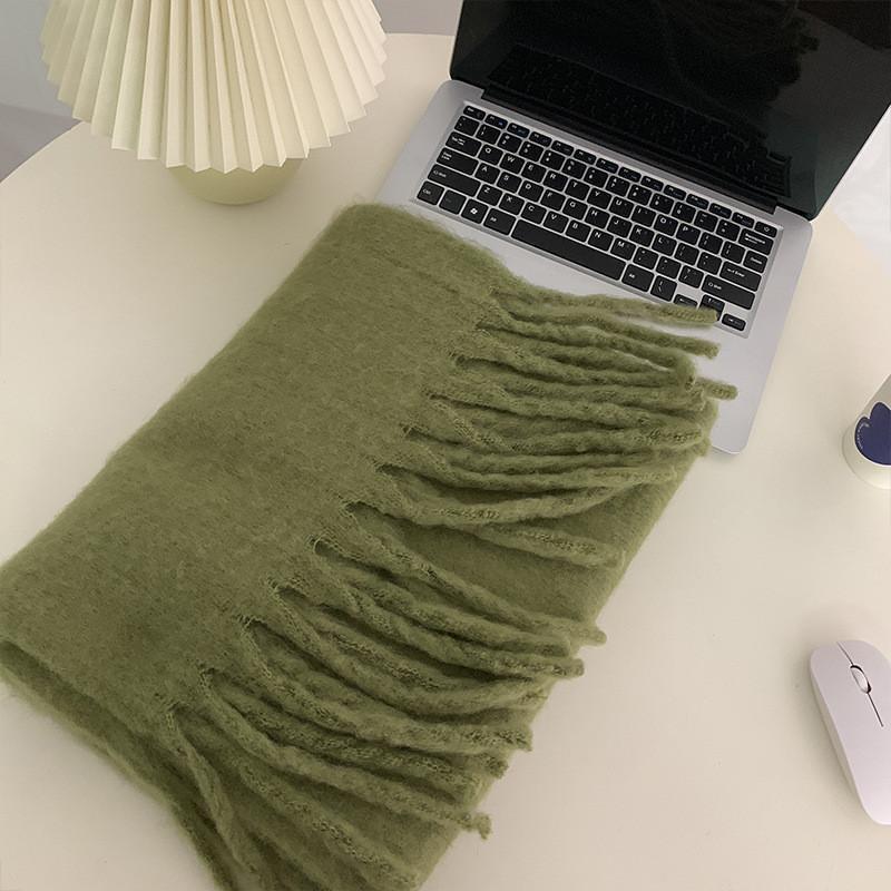 ストール マフラー レディース メンズ 無地 厚手 巻き物 フリンジ 秋 冬 防寒 ネックウォーマー 肩掛け ロングマフラー 膝掛け 暖かい - 画像 (7)