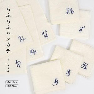 ハンカチ レディース ギフト イニシャル 綿 キャラクター 可愛い かわいい 刺繍 白 小学生 大人 タオル プレゼント 女性 卒業祝い 卒園祝い