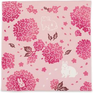 宮本　kenema　注染はんかち　毬桜とうさぎ　約44×44cm　綿100％　日本製　新品