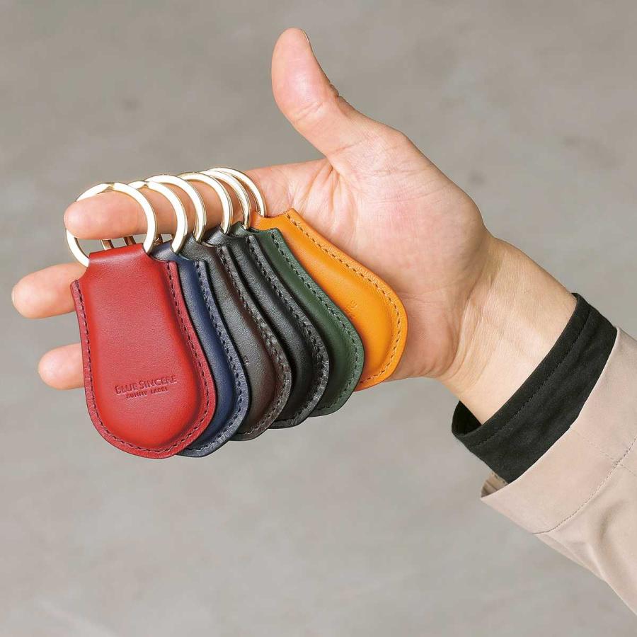 BLUE SINCERE 本革 イタリアンレザー キーリング キーホルダー キー チャーム メンズ レディース 車の鍵 スマートキー 家 自転車 バイク 鍵 対応 / IKH7 - 画像 (5)