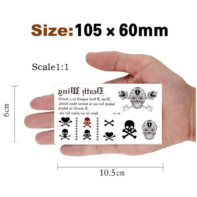 タトゥーシール 文字 指 記号 星 スター バーコード 花 薔薇 ローズ 蝶 ジュエリー 羽 ハート メタル ステッカー sthc-a18 hc-18 105×60mm - 画像 (4)