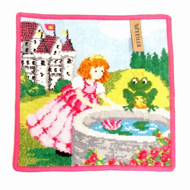 feiler 【並行輸入品】FEILER フェイラー  ハンカチ　タオル　FAIRY TALES カエルの王様 グリム童話 濃いピンク　井戸と姫 - 画像 (2)