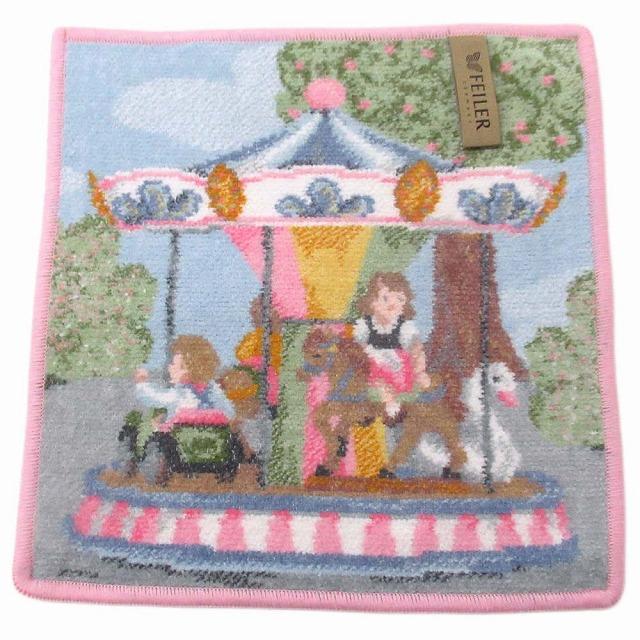 feiler 【並行輸入品】FEILER フェイラー ハンカチ タオル タオルハンカチ 25cm Funfair 134 Candy Pink 遊園地 メリーゴーラウンド Funfair134 - 画像 (2)