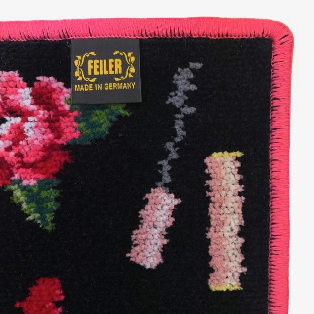 feiler ・クリックポスト配送(送料198円) ラッピング不可 フェイラー ハンカチ FEILER エターナルヒロイン 黒 ブラック/ピンク 25×25cm シュニール織りタオル地 - 画像 (2)