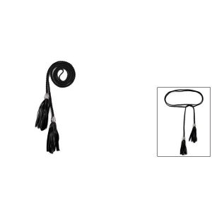 uxcell チェーンベルト 編み込み ウエストベルト タッセル飾り レディース 調整可能 ブラック