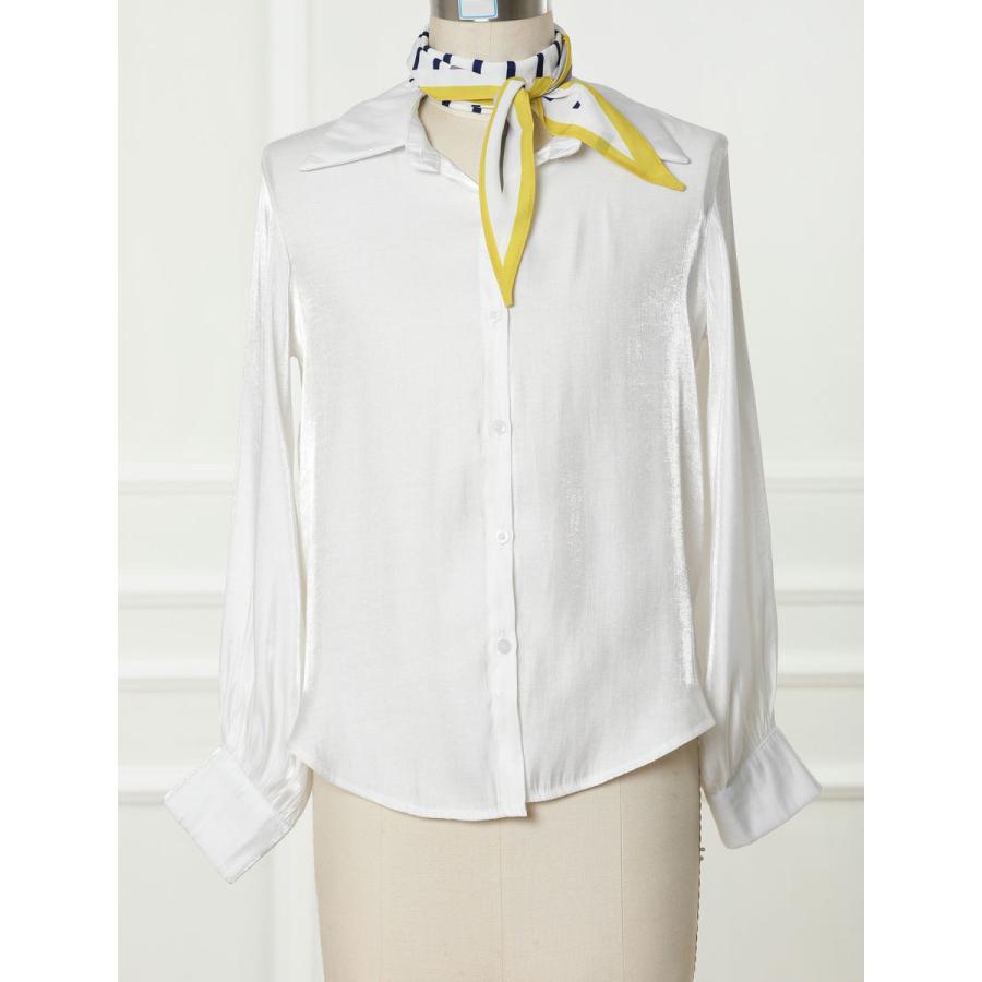 uxcell シルクスカーフ ひし形 ネッカチーフ リボンスカーフ 髪飾り ヘッドバンド ストライプ レディース イエロー 118x35cm - 画像 (2)