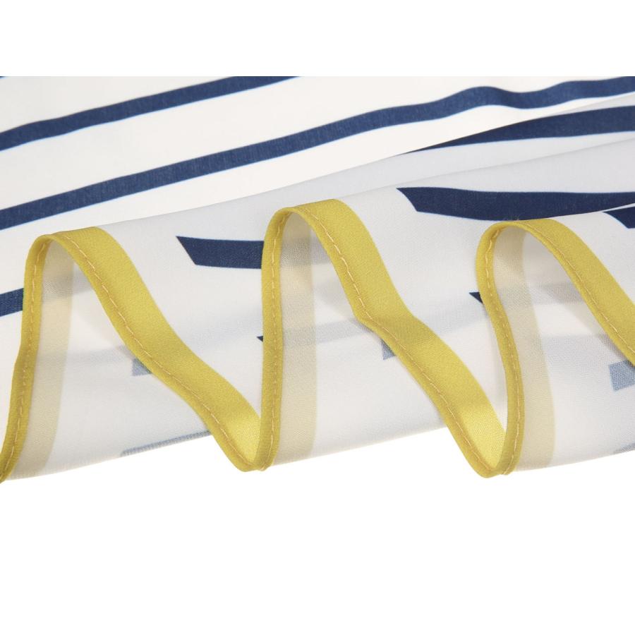 uxcell シルクスカーフ ひし形 ネッカチーフ リボンスカーフ 髪飾り ヘッドバンド ストライプ レディース イエロー 118x35cm - 画像 (5)