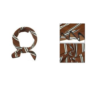 uxcell Allegra K ストライプ スカーフ ネッカチーフ スクエアスカーフ 髪飾り レディース バックル付きブラウン 50*50cm