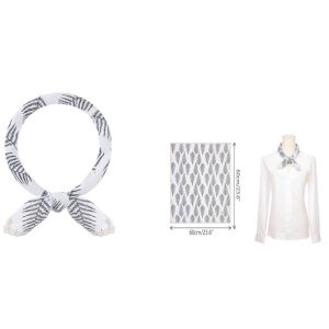 Elerevyo レディース 花柄プリント コットンリネン スカーフ 花柄レーストリム スクエア ヘッドスカーフ ネッカチーフ アスパラガスファーンホ