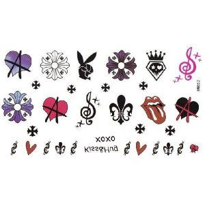 タトゥーシール ゆり 音符 ハート  17x10cm　ハロウィン　仮装 コスプレ HM652