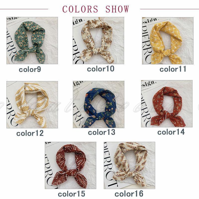 スカーフ レディース ネックスカーフ 綿麻 UVカット 首巻き 正方形 花柄 バンダナ コットン 多機能 シンプル 軽量 薄手 アクセサリー 春夏秋 通勤 - 画像 (2)