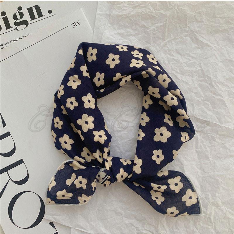 スカーフ レディース ネックスカーフ 綿麻 UVカット 首巻き 正方形 花柄 バンダナ コットン 多機能 シンプル 軽量 薄手 アクセサリー 春夏秋 通勤 - 画像 (6)