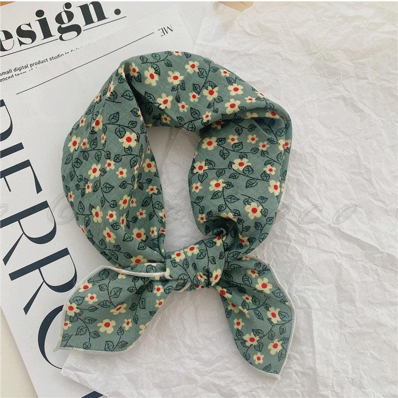 スカーフ レディース ネックスカーフ 綿麻 UVカット 首巻き 正方形 花柄 バンダナ コットン 多機能 シンプル 軽量 薄手 アクセサリー 春夏秋 通勤 - 画像 (7)