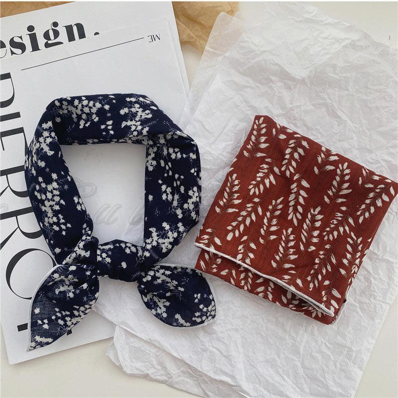 スカーフ レディース ネックスカーフ 綿麻 UVカット 首巻き 正方形 花柄 バンダナ コットン 多機能 シンプル 軽量 薄手 アクセサリー 春夏秋 通勤 - 画像 (8)