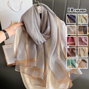 ストール 大判 ラメ入り 薄手 マフラー スカーフ メンズ レディース 夏用 UVカット 大判ストール ショール 結婚式用 肩掛け 冬用 春 秋 W-721