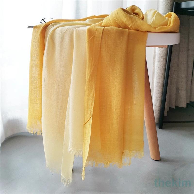 大判 ストール レディース マフラー 春 夏 スカーフ 綿麻 薄手 柔らかい 羽織る フリンジ UVカット 紫外線対策 冷房 母の日 プレゼント - 画像 (9)